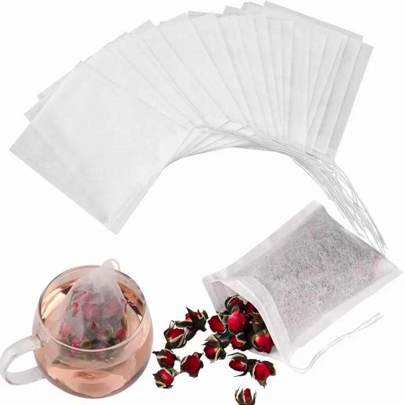 Herbal Tea For Wellness - 100pcs Disposable Teabags ผ้าไม่ทอถุงกรองชาสําหรับเครื่องเทศชา Draw String