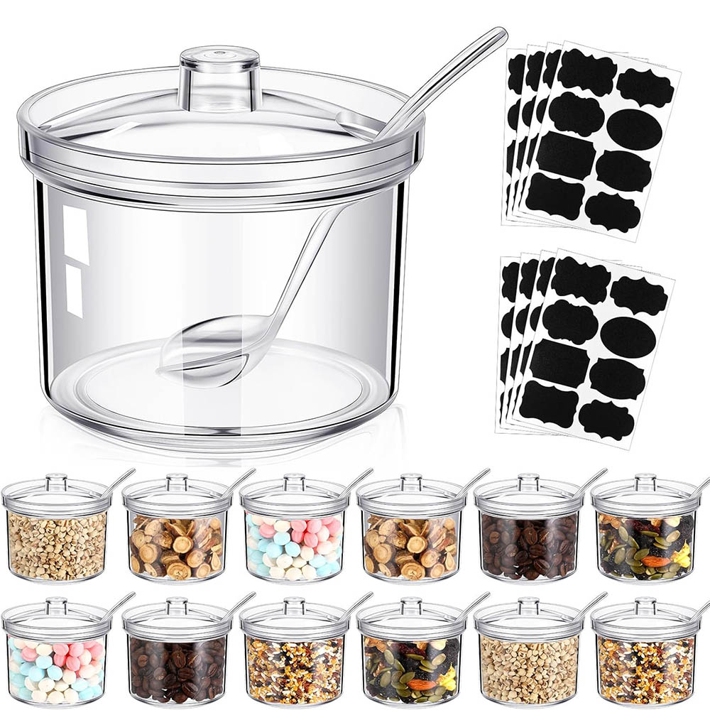 Herbal Tea For Wellness - ภาชนะใส่อะคริลิคใส/กล่องใส่ขนมหวาน/ภาชนะใส่เกลือพร้อมฝาปิดสำหรับใส่เครื่องปรุงรส ลูกอม กาแฟ ชา เครื่องเทศ สมุนไพร